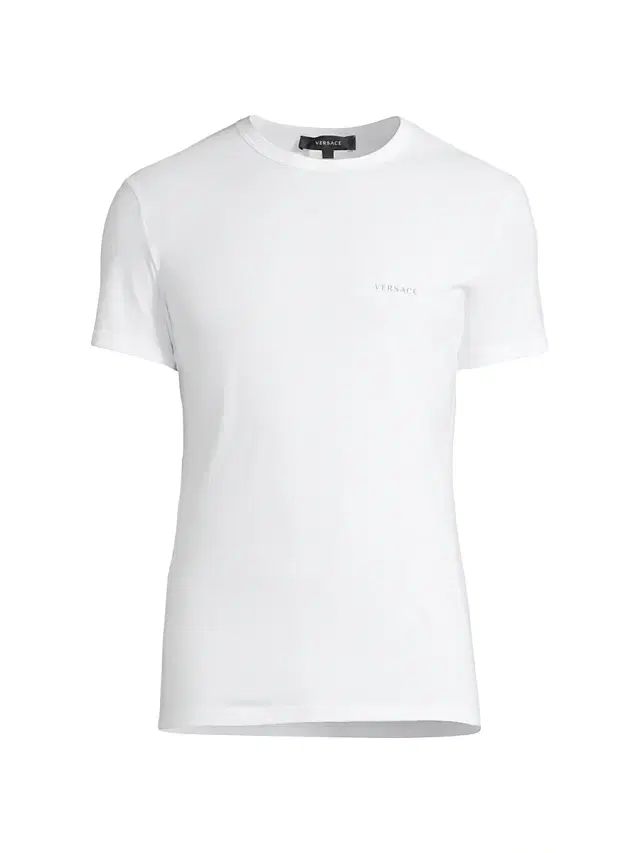 Versace Men's Logo Crewneck T-Shirt - White