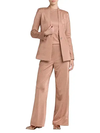 Giorgio Armani Women's Metallic Bonded Jersey Blazer - Pink Gold - Size 12 | Thumbnail 2