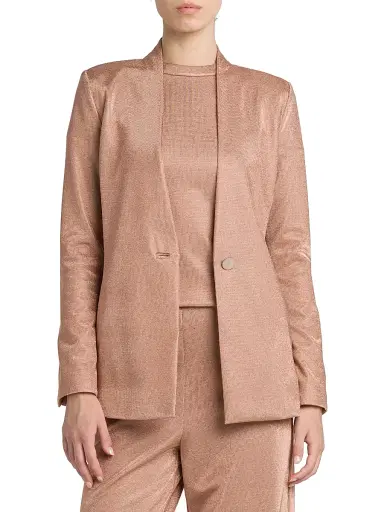 Giorgio Armani Women's Metallic Bonded Jersey Blazer - Pink Gold - Size 12 | Thumbnail 3
