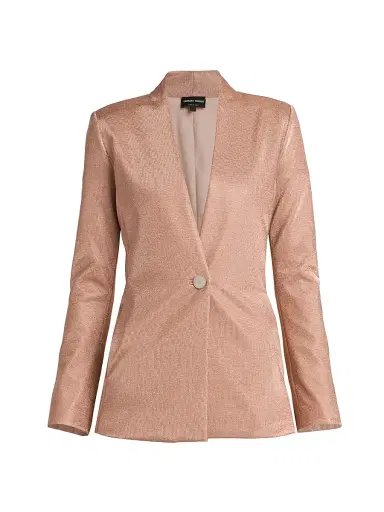 Giorgio Armani Women's Metallic Bonded Jersey Blazer - Pink Gold - Size 12 | Thumbnail 1
