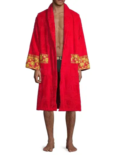 Versace Men's Cotton Logo Bathrobe | Thumbnail 2 Versace Men's Cotton Logo Bathrobe | Thumbnail 2