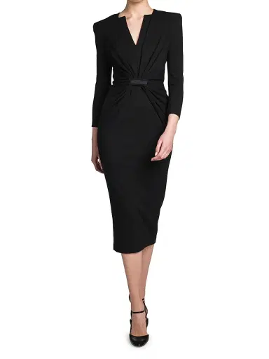 Giorgio Armani Women's Gathered Jersey Sheath Dress - Nero | Thumbnail 3 Giorgio Armani Women's Gathered Jersey Sheath Dress - Nero | Thumbnail 3