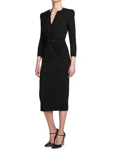 Giorgio Armani Women's Gathered Jersey Sheath Dress - Nero | Thumbnail 4 Giorgio Armani Women's Gathered Jersey Sheath Dress - Nero | Thumbnail 4