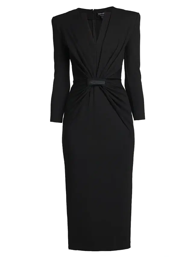 Women's Gathered Jersey Sheath Dress - Nero