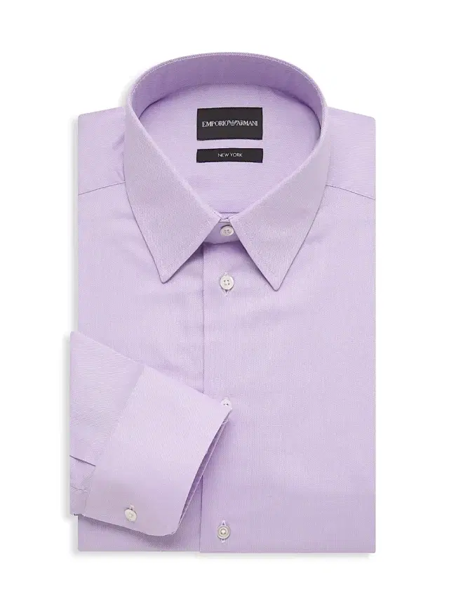 Emporio Armani Men's Cotton Button-Front Shirt - Purple