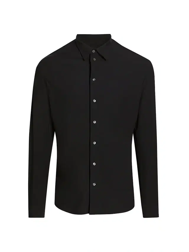 Men's Stretch Button-Front Shirt - Black - Size Medium
