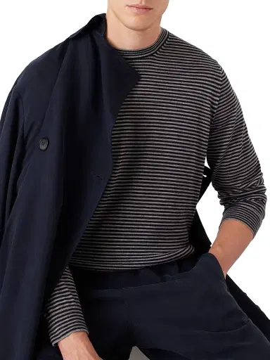 Giorgio Armani Men's Striped Crewneck Cashmere Jumper | Thumbnail 5 Giorgio Armani Men's Striped Crewneck Cashmere Jumper | Thumbnail 5
