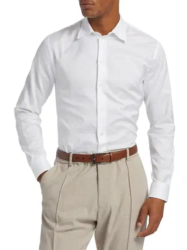 Emporio Armani Men's Tonal Cotton Shirt | Thumbnail 3