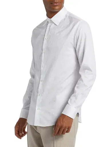 Emporio Armani Men's Tonal Cotton Shirt | Thumbnail 4