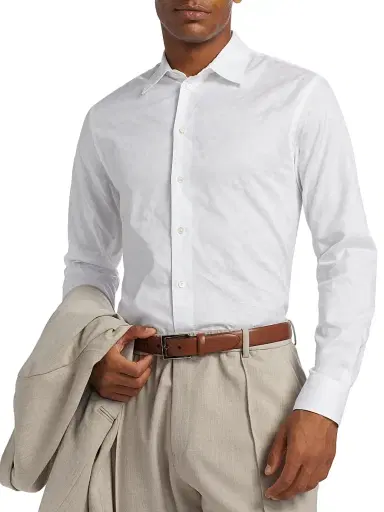 Emporio Armani Men's Tonal Cotton Shirt | Thumbnail 6