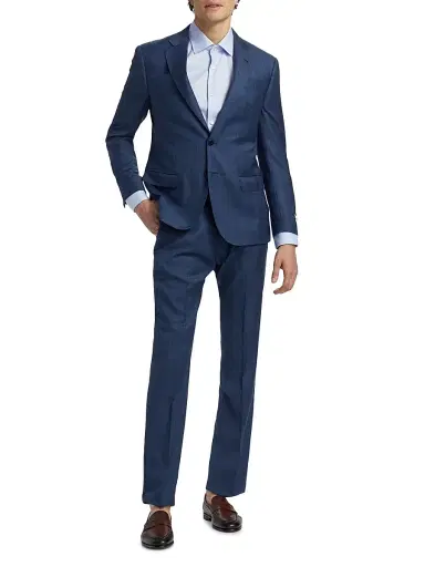 Emporio Armani Men's Glen Check Virgin Wool Single-Breasted Suit - Dark Blue - Size 44 | Thumbnail 2