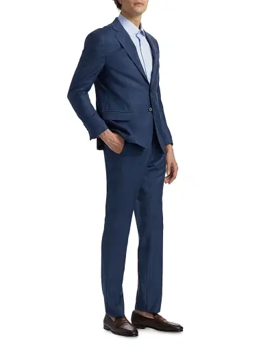 Emporio Armani Men's Glen Check Virgin Wool Single-Breasted Suit - Dark Blue - Size 44 | Thumbnail 4