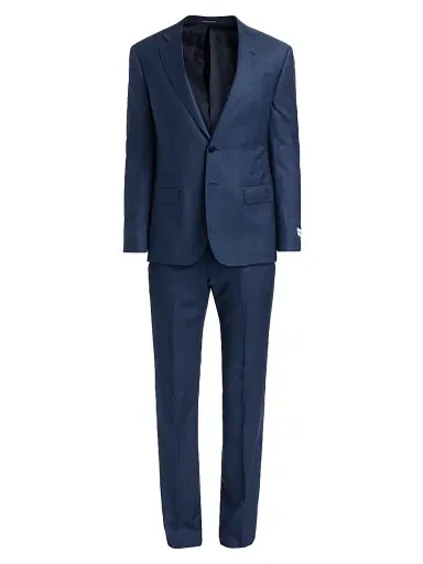 Emporio Armani Men's Glen Check Virgin Wool Single-Breasted Suit - Dark Blue - Size 44 | Thumbnail 1