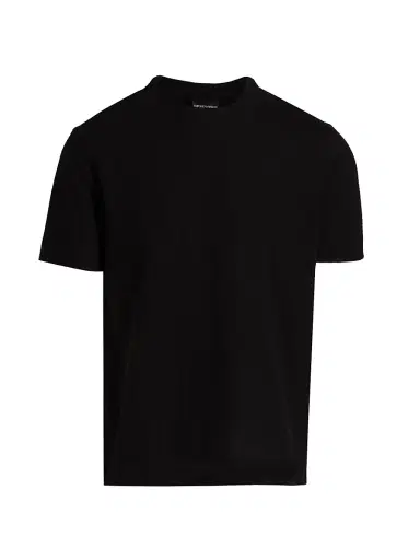 Emporio Armani Men's Basket-Weave Cotton T-Shirt - Black | Thumbnail 1 Emporio Armani Men's Basket-Weave Cotton T-Shirt - Black | Thumbnail 1