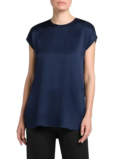 Giorgio Armani Women's Silk Satin Cap-Sleeve Top | Thumbnail 3 Giorgio Armani Women's Silk Satin Cap-Sleeve Top | Thumbnail 3