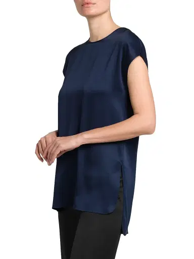 Giorgio Armani Women's Silk Satin Cap-Sleeve Top | Thumbnail 4 Giorgio Armani Women's Silk Satin Cap-Sleeve Top | Thumbnail 4