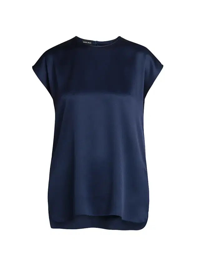 Giorgio Armani Women's Silk Satin Cap-Sleeve Top - Galaxy Blue