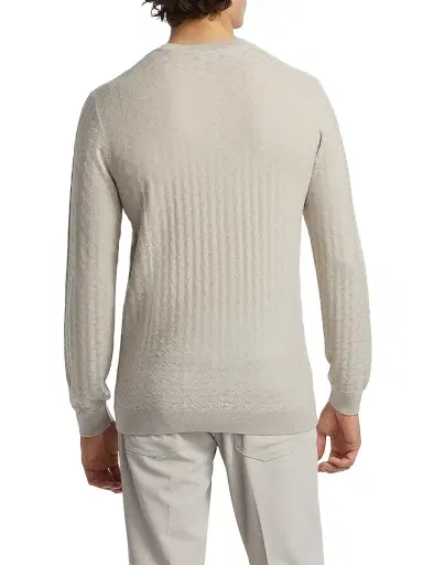 Emporio Armani Men's Tonal Basket-Weave Virgin Wool Sweater | Thumbnail 5 Emporio Armani Men's Tonal Basket-Weave Virgin Wool Sweater | Thumbnail 5