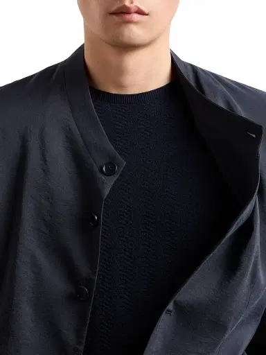 Giorgio Armani Men's Herringbone Crewneck Sweater - Night Blue - Size 40 | Thumbnail 5 Giorgio Armani Men's Herringbone Crewneck Sweater - Night Blue - Size 40 | Thumbnail 5