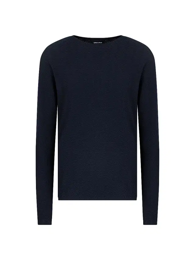 Giorgio Armani Men's Herringbone Crewneck Sweater - Night Blue