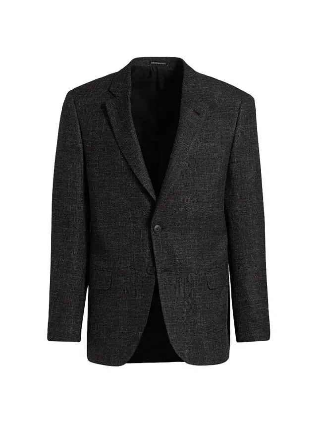 Emporio Armani Men's Virgin Wool-Blend Blazer - Black