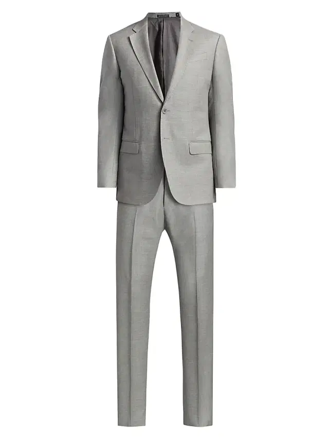 Men's Virgin Wool Single-Breasted Suit - Light Grey