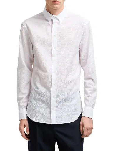 Giorgio Armani Men's Seersucker Cotton Shirt | Thumbnail 2 Giorgio Armani Men's Seersucker Cotton Shirt | Thumbnail 2