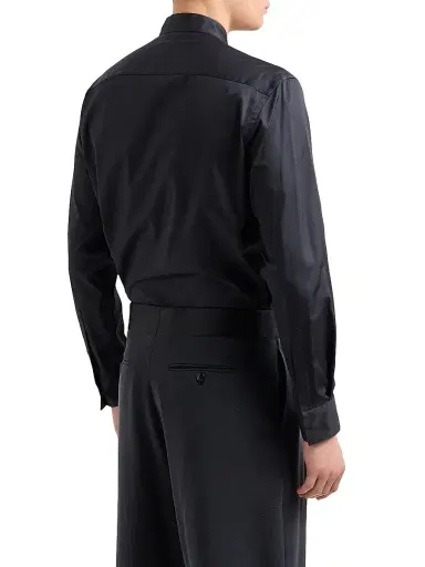 Giorgio Armani Men's Nero Collar Covered Placket Shirt - Black | Thumbnail 4