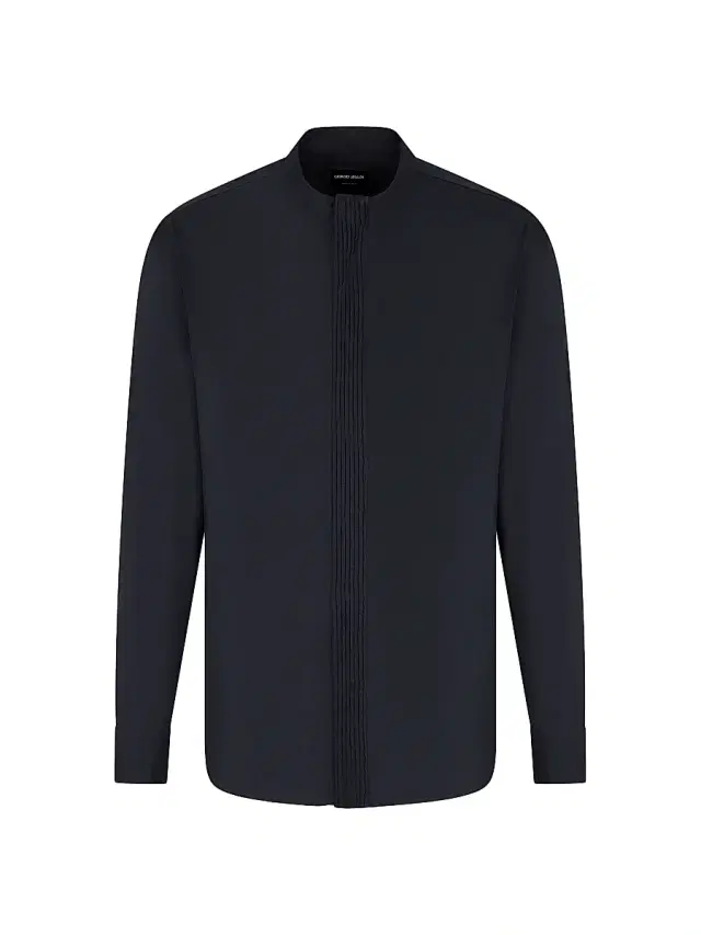 Giorgio Armani Men's Nero Collar Covered Placket Shirt - Black