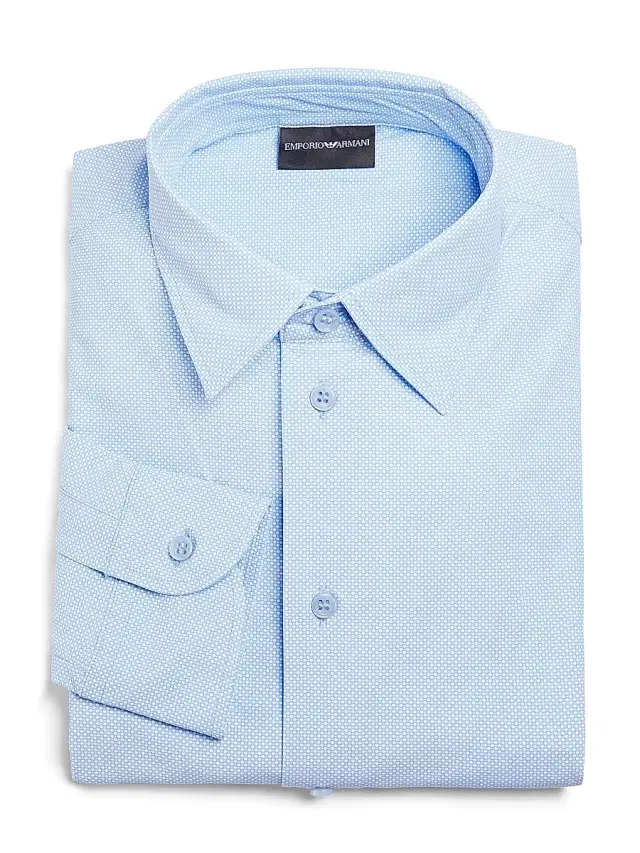 Men's Micro-Printed Jersey Button-Front Shirt - Blue
