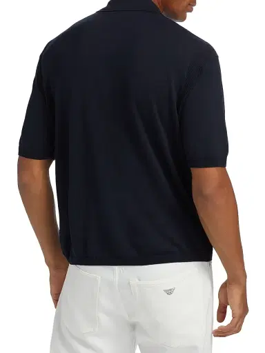Emporio Armani Men's Zip-Front Polo Sweater - Navy - Size XXL | Thumbnail 5