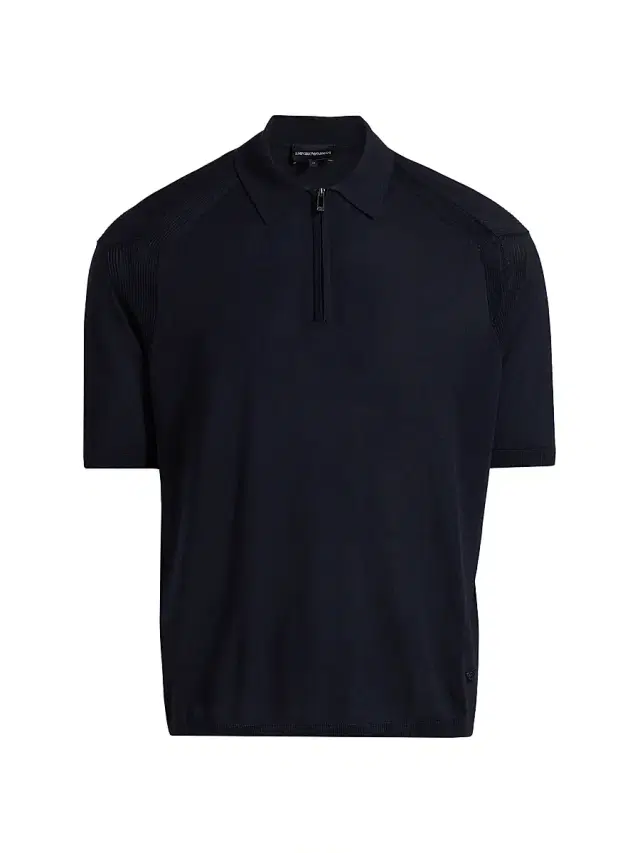 Men's Zip-Front Polo Sweater - Navy