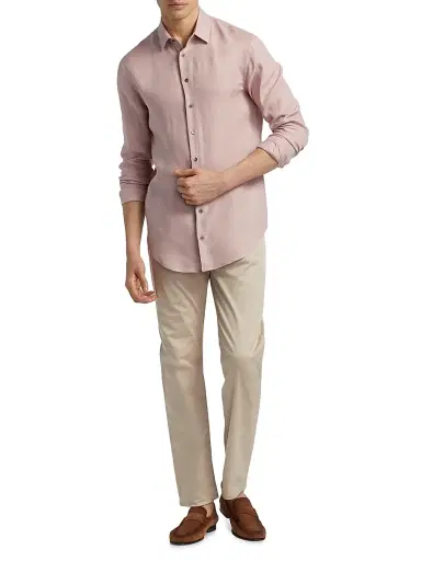 Giorgio Armani Men's Linen Button-Front Shirt | Thumbnail 2