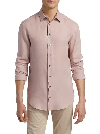 Giorgio Armani Men's Linen Button-Front Shirt | Thumbnail 3