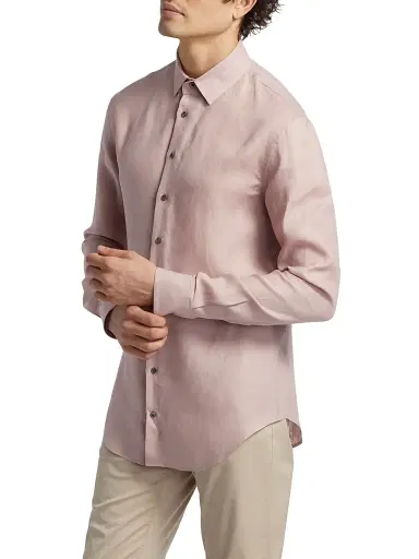 Giorgio Armani Men's Linen Button-Front Shirt | Thumbnail 4