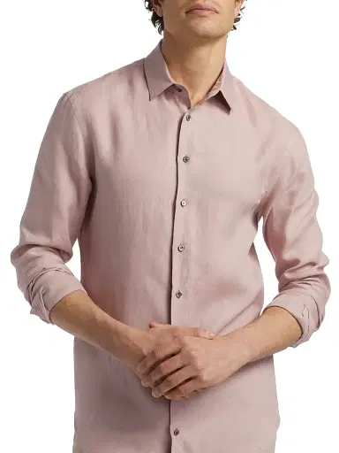 Giorgio Armani Men's Linen Button-Front Shirt | Thumbnail 6