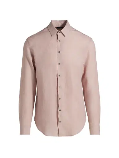 Giorgio Armani Men's Linen Button-Front Shirt | Thumbnail 1