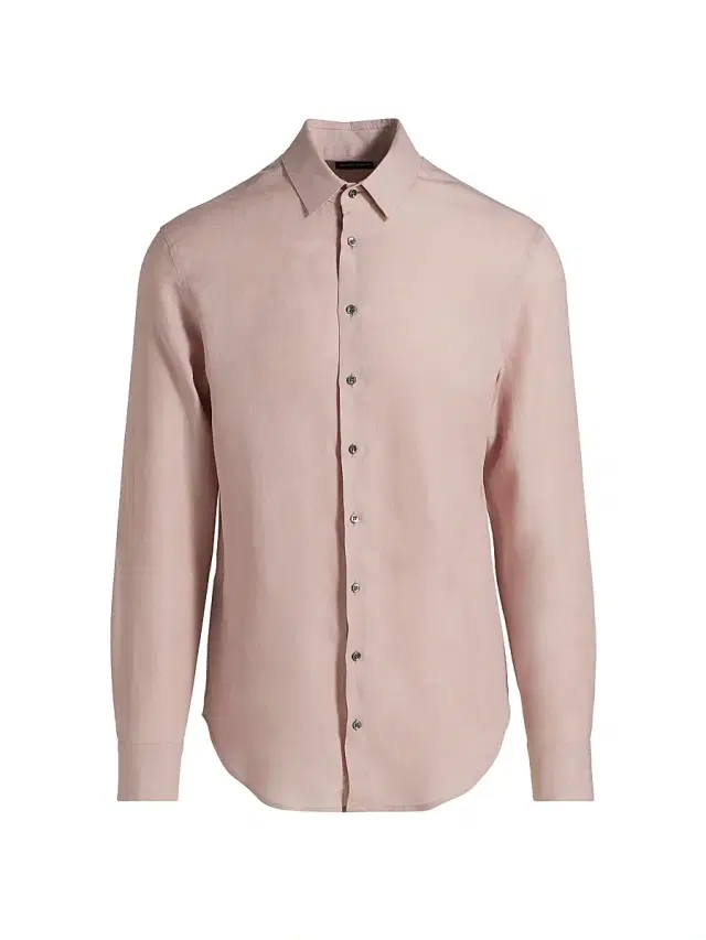 Giorgio Armani Men's Linen Button-Front Shirt - Quartz