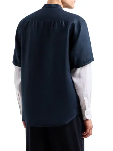Giorgio Armani Men's Layered Linen Shirt | Thumbnail 4 Giorgio Armani Men's Layered Linen Shirt | Thumbnail 4