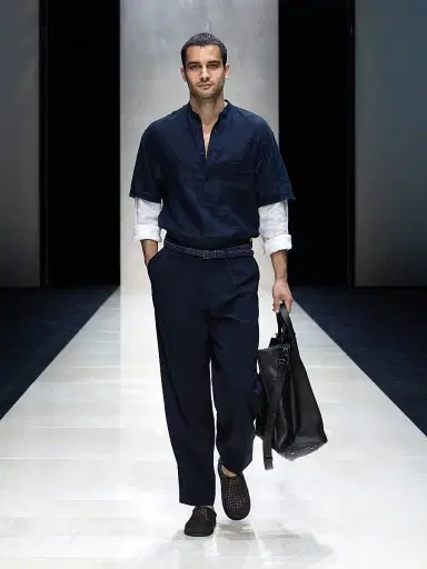 Giorgio Armani Men's Layered Linen Shirt | Thumbnail 5 Giorgio Armani Men's Layered Linen Shirt | Thumbnail 5