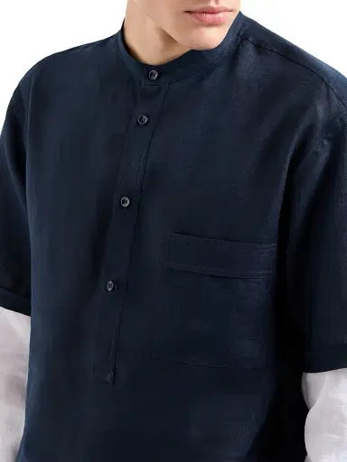 Giorgio Armani Men's Layered Linen Shirt | Thumbnail 6 Giorgio Armani Men's Layered Linen Shirt | Thumbnail 6