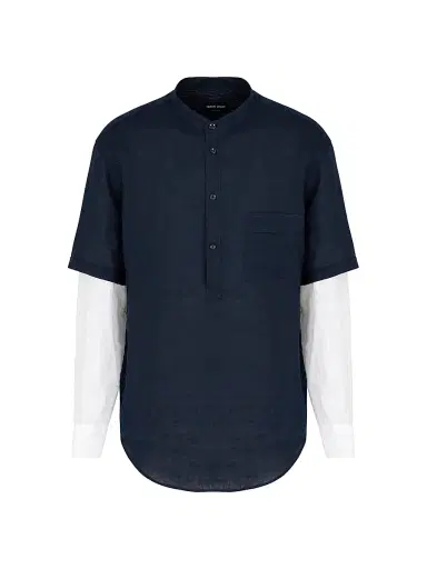Giorgio Armani Men's Layered Linen Shirt | Thumbnail 1 Giorgio Armani Men's Layered Linen Shirt | Thumbnail 1