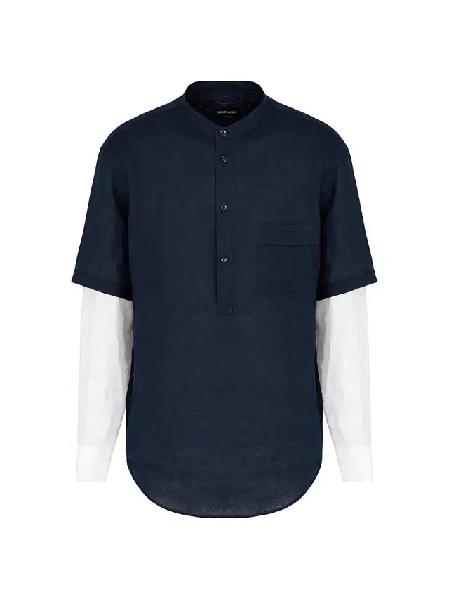 Giorgio Armani Men's Layered Linen Shirt - Night Sky