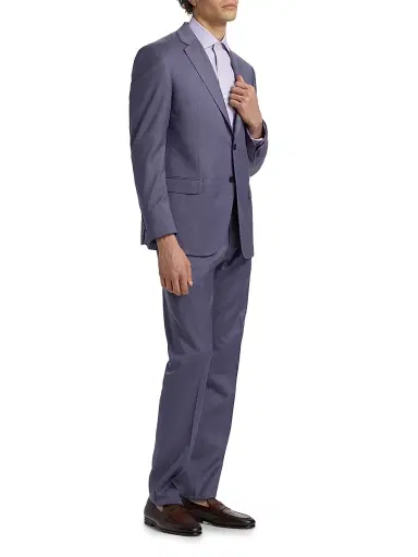 Emporio Armani Men's Virgin Wool Single-Breasted Suit - Purple Blue - Size 40 | Thumbnail 4 Emporio Armani Men's Virgin Wool Single-Breasted Suit - Purple Blue - Size 40 | Thumbnail 4