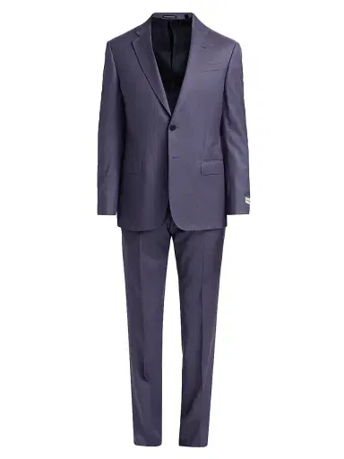 Emporio Armani Men's Virgin Wool Single-Breasted Suit - Purple Blue | Thumbnail 1