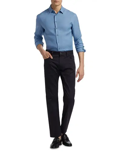 Giorgio Armani Men's Linen Button-Front Shirt | Thumbnail 2