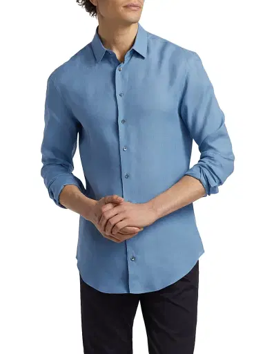 Giorgio Armani Men's Linen Button-Front Shirt | Thumbnail 3