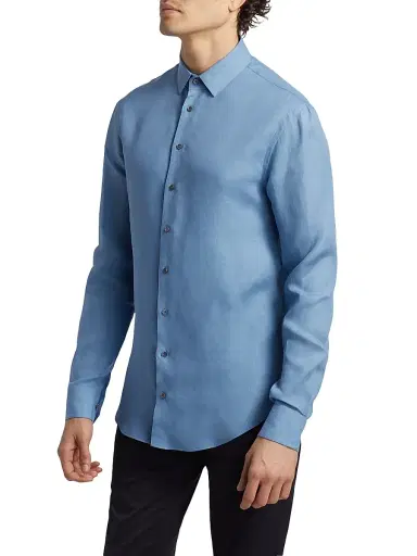 Giorgio Armani Men's Linen Button-Front Shirt | Thumbnail 4