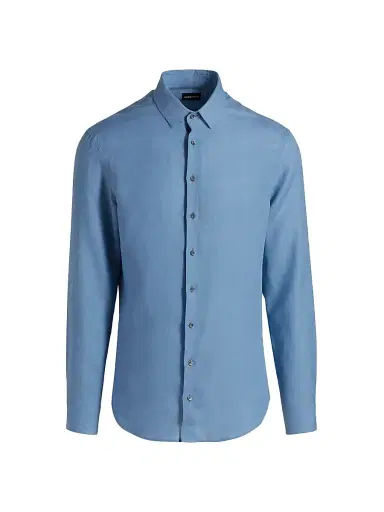 Giorgio Armani Men's Linen Button-Front Shirt | Thumbnail 1