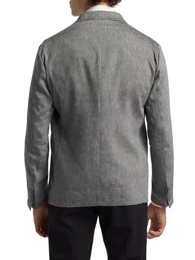 Giorgio Armani Men's Notch Lapel Linen-Wool Blazer - Grey - Size 44 | Thumbnail 5